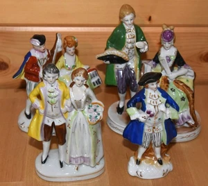 (4) Made In Occupied Japan c 1940’s-Colonial Figurines Musicians/Couples - Picture 1 of 14
