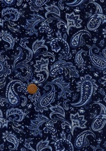 100% Cotton Fabric Shirting Dark Navy Blue White Paisley Craft Patchwork - Picture 1 of 1