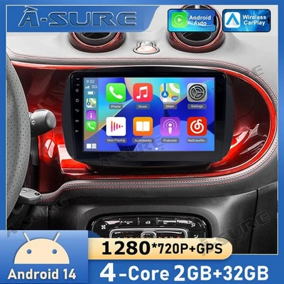 Apple Carplay 2+32G Android 14 Autoradio Navi GPS für Smart Fortwo Forfour 453 - Bild 1 von 4