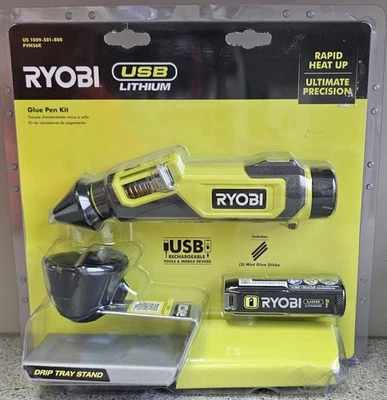 Nuevo kit de bolígrafo de pegamento de litio USB Ryobi - FVH56K - calentamiento rápido y máxima precisión Foto 1 de 4