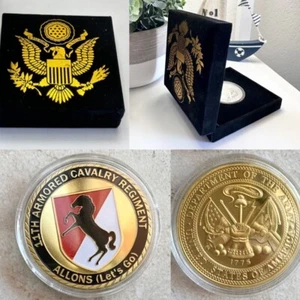 US ARMY 11th ARMORED CAVALRY BLACK HORSE REGIMENT Challenge Coin mit Velvel Case - Bild 1 von 3