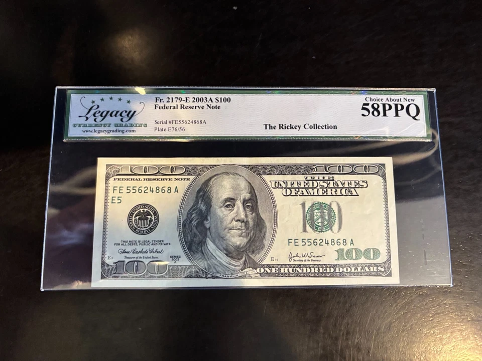 DBR 2003-A $100 FRN Richmond Fr. 2179-E Legacy 58 PPQ Serial FE55624868A - Image 1 of 2