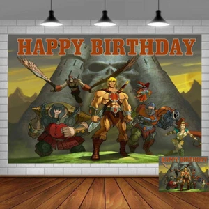 He Man Party Supplies Birthday Decoration Backdrop Poster Banner Vinyl 5X3ft - Picture 1 of 6