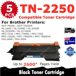 5x Compatible Toner TN2250 TN-2250 For Brother MFC-7360N DCP-7060DN HL-2242D - Picture 1 of 2