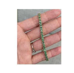 Lab Created Natural Emerald Bracelet Gold Tennis Dainty Bracelet For Party Wear - Picture 1 of 5