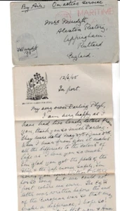 NS21 1945 WW2 GB ROYAL NAVY COVER & LETTER FROM HOSPITAL SHIP HMHS VITA IN EGYPT - Picture 1 of 4
