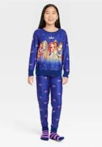 Mädchen S 6/6X Disney Prinzessin Pyjama Set mit kuscheligen Socken blau Größe neu mit Etikett - Bild 1 von 3