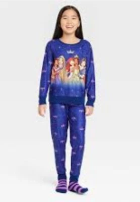Girls S 6/6X Disney Princess Pajama Set with Cozy Socks Blue Size New With Tags - Image 1 of 3