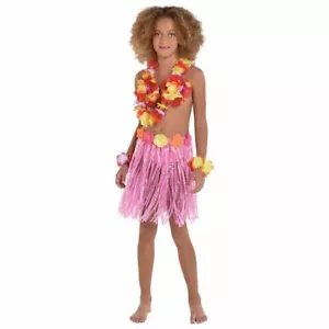 5-teiliges Hawaii Luau Kinder Blumen Lei BH Handgelenktasche und Gras Hula Rock Kit - Bild 1 von 1