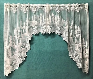 Heritage Lace Pinecones Window Swag or Valance White Kitchen Livingroom Den - Picture 1 of 17