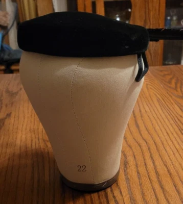 Винтажный женщины черный бархат крышка шляпа коктейль регулируемый размер головы перо красивый! - Изображение 1 из 4