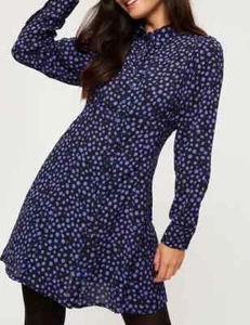 DOROTHY P3RKINS LADIES BLUE SPOT SHIRT MINI DRESS PETITE FIT NEW (321) SALE - Picture 1 of 2