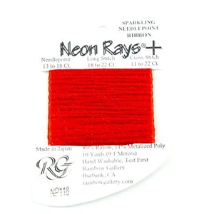 NEON RAYS+ "Plus" #NP118 "RED" Needlepoint Stitching Thread Rainbow Gallery - Picture 1 of 1