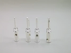 4x SILVER plated 5mm Speaker Cable BANANA PLUG Screw Connector - Picture 1 of 6