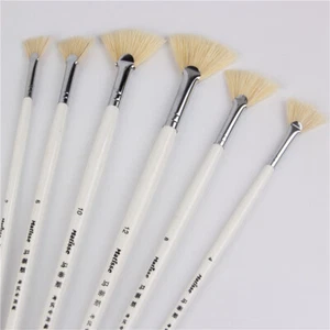 6Pcs/Set Fan Artist Paint Pure Brush Hog Oil Bristle Acrylic Painting Watercolor - Picture 1 of 5