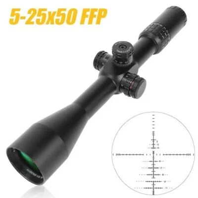Optics 5-25X50 FFP First Focal Plane Rifle Scopes Green & Red Illuminated Sight - Image 1 of 4