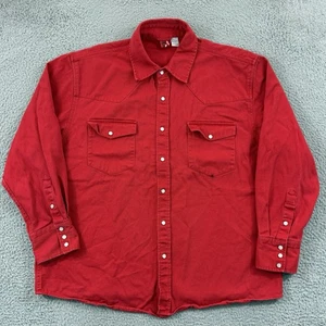 Camicia Marlboro vintage uomo XL rossa perla a scatto anni 90 manica lunga denim outdoor USA - Foto 1 di 11