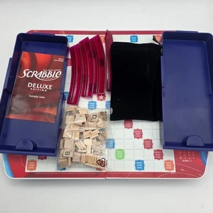 Hasbro Scrabble 2010 Deluxe Edition Blue Board Game 16807 Plastic Case Travel - Picture 1 of 5