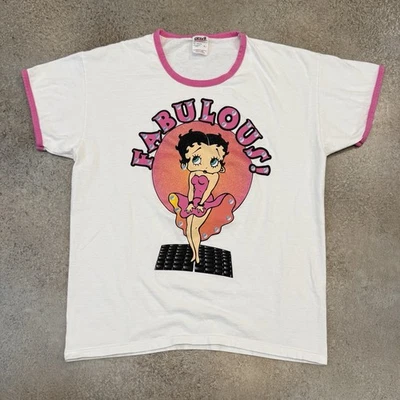 Vintage Y2K Betty Boop Fabulous Ringer Tee Shirt Womens L  Cute Cartoon Retro - Image 1 of 4