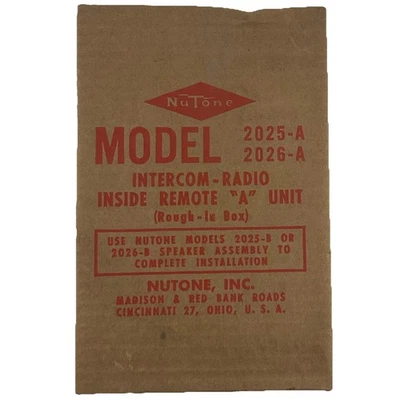 Radio intercomunicador NuTone en caja 2025-A 2026-A interior remoto unidad "A" sellada Foto 1 de 4