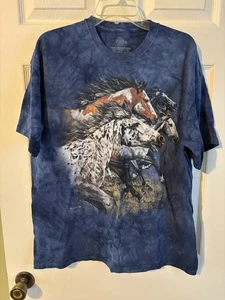 Mens The Mountain 2012 "Find 13 Horses/Hidden Image" Blue Tie-Dyed TShirt Sz XL - Bild 1 von 6