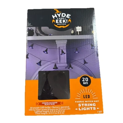 Hyde And Eek Purple LED Lights Indoor/outdoor Black Wire Halloween 20 Hats - Image 1 of 4