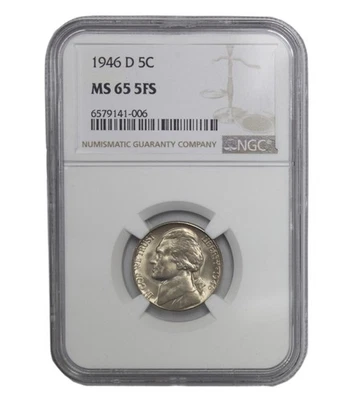 1946 -D Jefferson Nickel 5c NGC MS 65 5FS - (12067) - Image 1 of 3