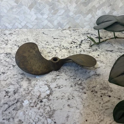 Hélice de motor de barco de latón vintage 2 palas decoración de barco lago casa playa Foto 1 de 4