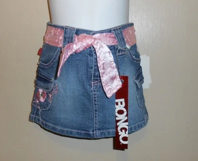 Bongo Girls Denim Cargo Scooter Skirt + Sash Medium Stone 3/3T NWT - Image 1 of 2