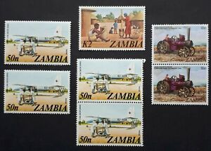ZAMBIA STAMPS - 4 x SG237, 1 x SG239, 2 x SG376 - 1975 to 1983 - MNH