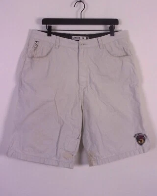 Shorts cáqui vintage 00s Y2K plug bronzeado esbranquiçado design militar patch 36 - Imagem 1 de 4