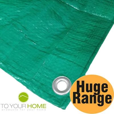 DIHL Green Tarpaulin 6 Sizes Water Resistant Groundsheet Garden Cover 80 GSM