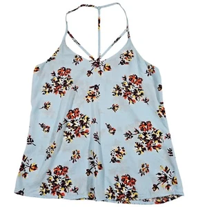 No Boundaries Strappy Racerback Floral Tank, Light Blue/Floral, XS - Picture 1 of 7