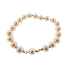 Vintage Faux Glass Pearl Bracelet Strand Knotted - Picture 1 of 3