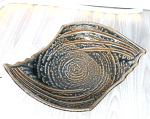 Studio Art Pottery Console Bowl Texture Signed - Picture 1 of 12