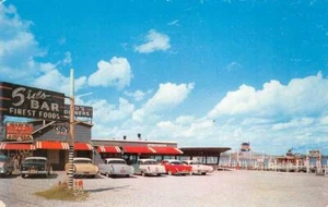 Postal vintage SID'S ON THE RIVER Algonac, Michigan Roadside Diner Bar 1957 - Imagen 1 de 2