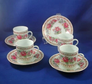Set/4 Demitasse Cups & Saucers - China Porcelain - All In Good Condition - Picture 1 of 5