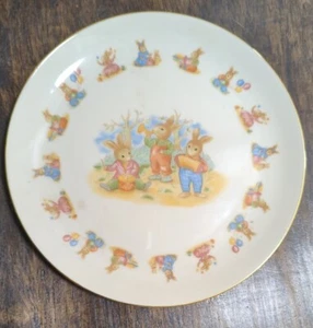 VINTAGE Mount Clemens Keramik KINDERTELLER Kaninchen 7,75" HASEN - Bild 1 von 5