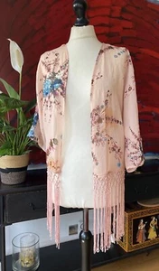 New Look Floral Kimono Tassel Top Ladies Size 8 - Picture 1 of 8