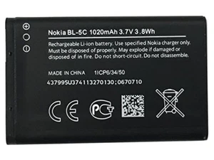 100% ORIGINAL NOKIA BATTERIE (BL-5C) 1020mAh origine 2300 2310 2600 2610 - Photo 1 sur 1