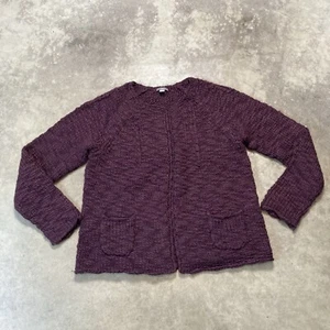 J Jill Sweater Womens Medium Purple Open Front Cardigan Wool Alpaca Blend - Picture 1 of 8