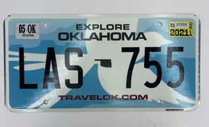 Explore Oklahoma License Plate LAS 755 Expired May 2021 Blue Flycatcher Bird Tag - Picture 1 of 2
