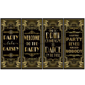 Funda de puerta rugiente años 20 Gatsby Grandeur fiesta telón de fondo cabina fotográfica utilería 72x30 pulgadas - Imagen 1 de 14
