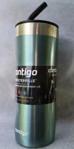 Contigo Streeterville Edelstahl Becher mit Kunststoff Strohhalm 24 Unzen Neu - Bild 1 von 8