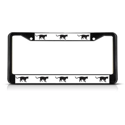 Черная прочная металлическая рама номерного знака CAT CATS ANIMAL - Изображение 1 из 2