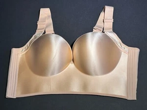 Womens Molded Cup Wide Strap Ballet Pink Satin Support Bra Sz 46/D Pre-owned - Picture 1 of 9