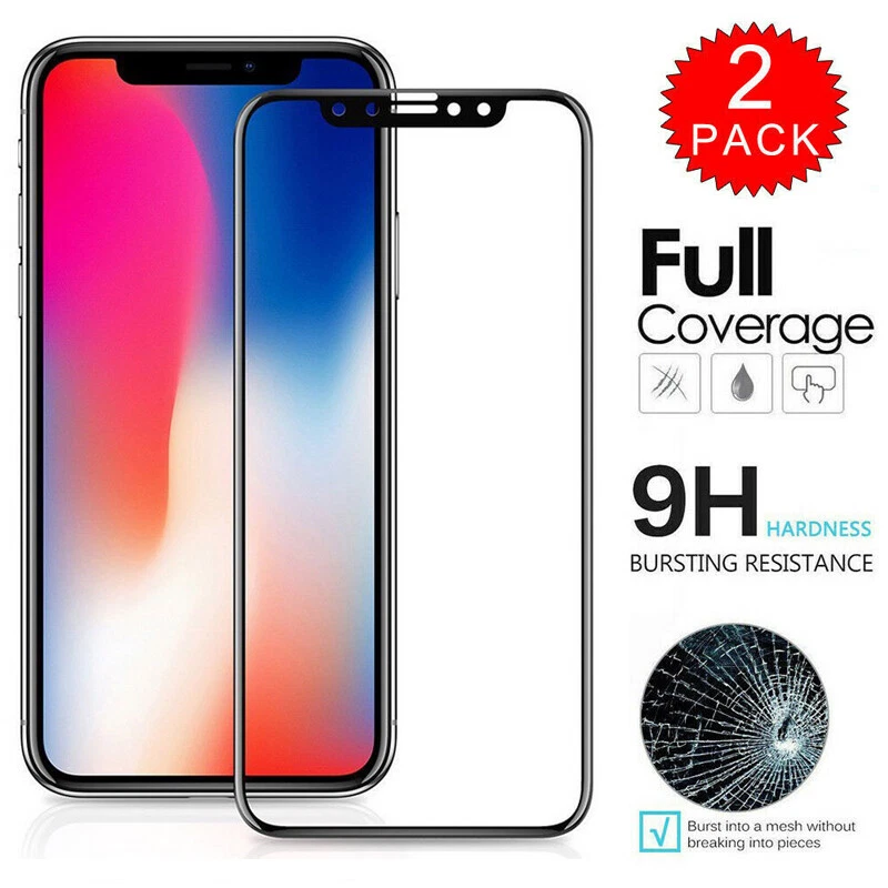 For iPhone 17 16 15 14 13 12 Pro XR 8 FULL Cover Tempered Glass Screen Protector - Image 1 of 4