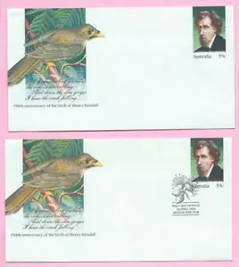 AUSTRALIA 1989 PAIR of PSE's - FDC & Mint - HENRY KENDALL - Shs Milton - Picture 1 of 2