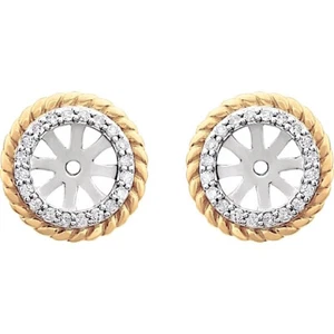 Pendientes Chaquetas Cuerda Diamante 1⁄8 ctw 14k Blanco Sólido con Amarillo - Imagen 1 de 3