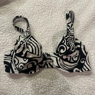 Top de bikini vintage Venus copa D negro blanco con aros  Foto 1 de 4